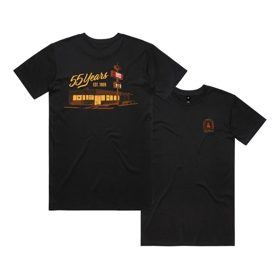Dino's Famous Chicken 55 Year Anniversary Black T-Shirt
